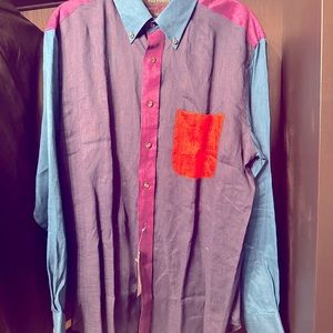 Paul Fredrick Classic Fit Multicolor Casual Linen Shirt, Never Worn!